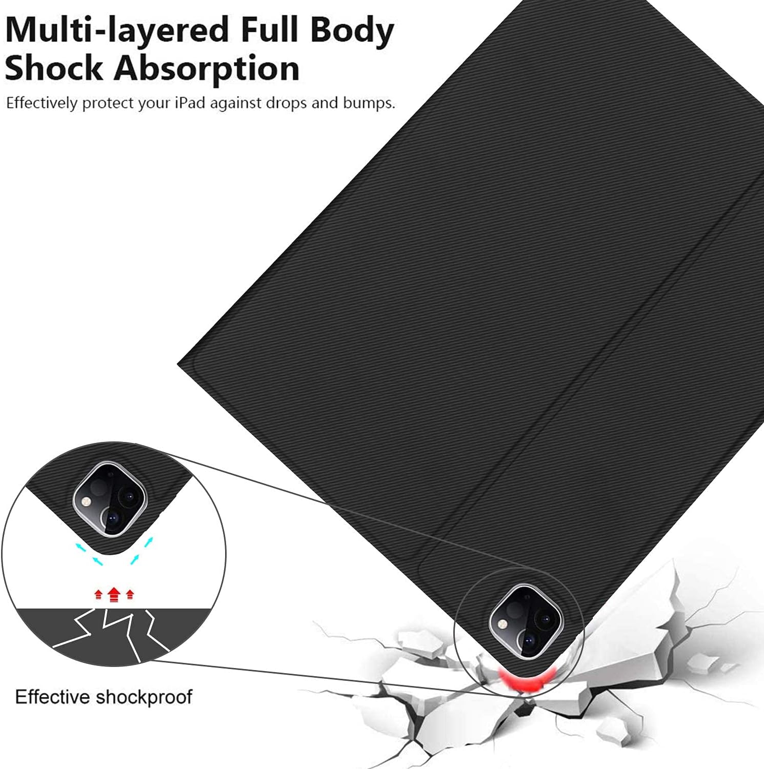 Lowest Price Detachable Keyboard Case for iPad Pro 12.9 inch 2021/2020, Keyboard Case for iPad 5 Gen 2021, PU Folio with Stand, TouchPad, 7 Color Backlight, Wireless Keyboard Cover for iPad Pro 12.9, Black