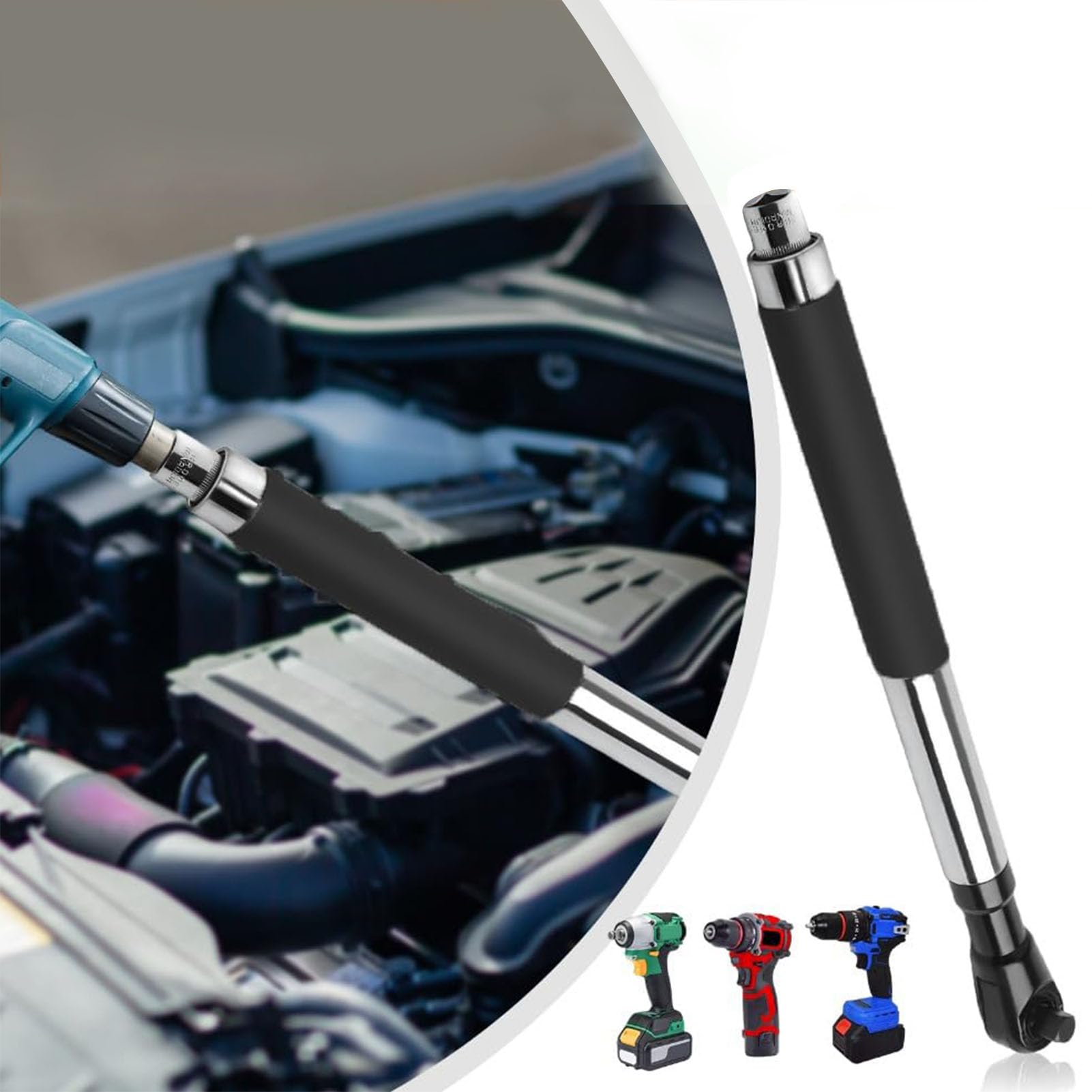 Srliya Chiave di Prolunga Offset da 1/2 Pollice, Prolunga a Cricchetto in Acciaio CRV per Utensili Elettrici e Pneumatici, Leggera e Compatta, Meccanismo a Ingranaggi Sigillato pe