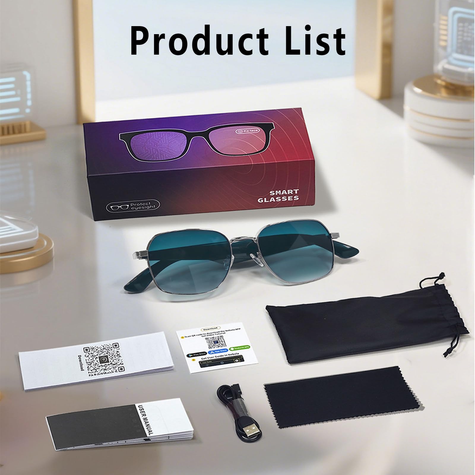 Gafas de Sol polarizadas con Bluetooth e IA para Escuchar música y Llamadas. Protección UV400. Admite Carga rápida de 15 Minutos. Ideales para Conducir,Blue