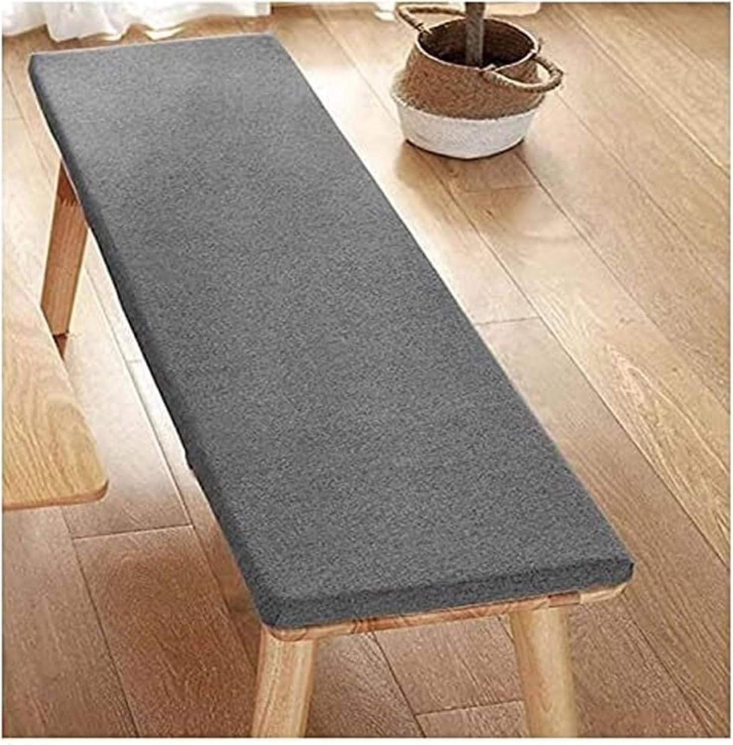 Housse de banc en lin gris 150 x 55 x 5 cm lavable pour rénover vos chaises de cuisine