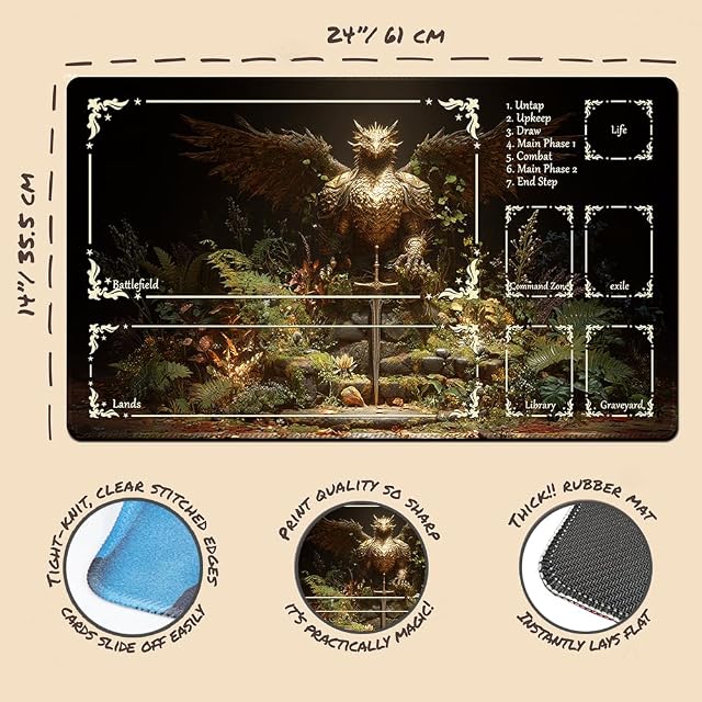 Foto 2 de 5 de Alfombra de juego para MTG, con almacenamiento impermeable Negro Tamaño 60 x 35 cm