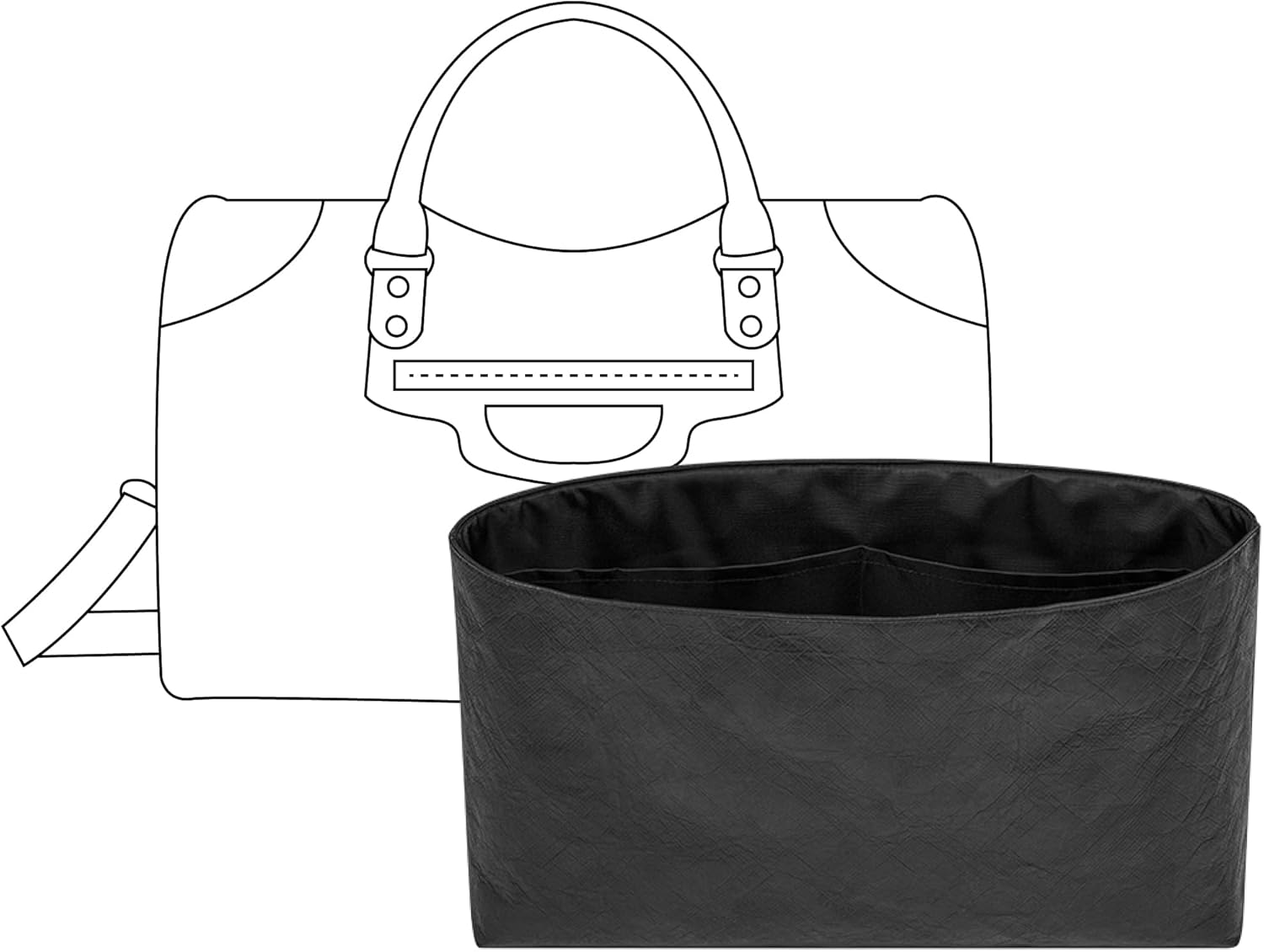 Purse Organizer Insert for BALENCIAGA City M Handbag,Custom Fit Inside Premium Matte Black Lightweight WaterResistant Tote Bag Insert with Cup Holder Accessories