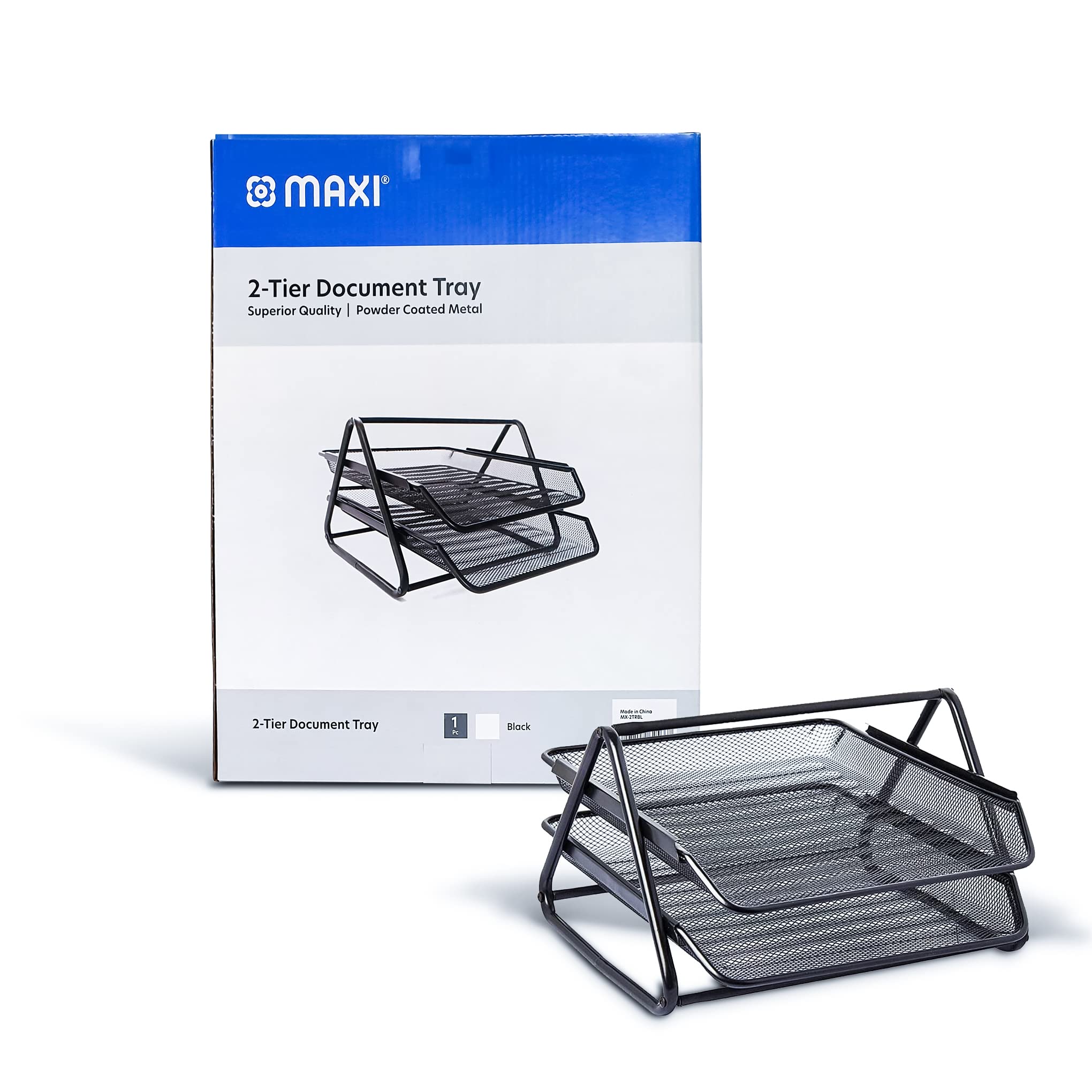 Mesh Document Tray Black,Metal A4 Paper Office Tray, Letter Organizer Holder Desktop Accessories 2 Tires, 2TRBL