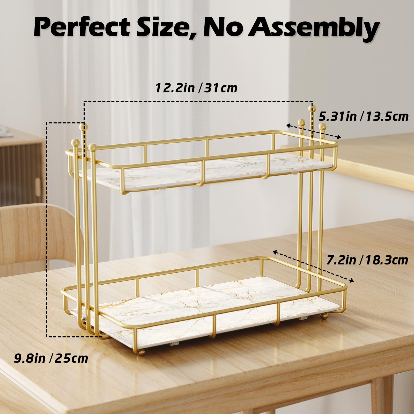 Organizer Per Trucchi In Marmo E Oro - Vassoio Portaoggetti Per Bagno, Cosmetici E Profumi - Foto 11