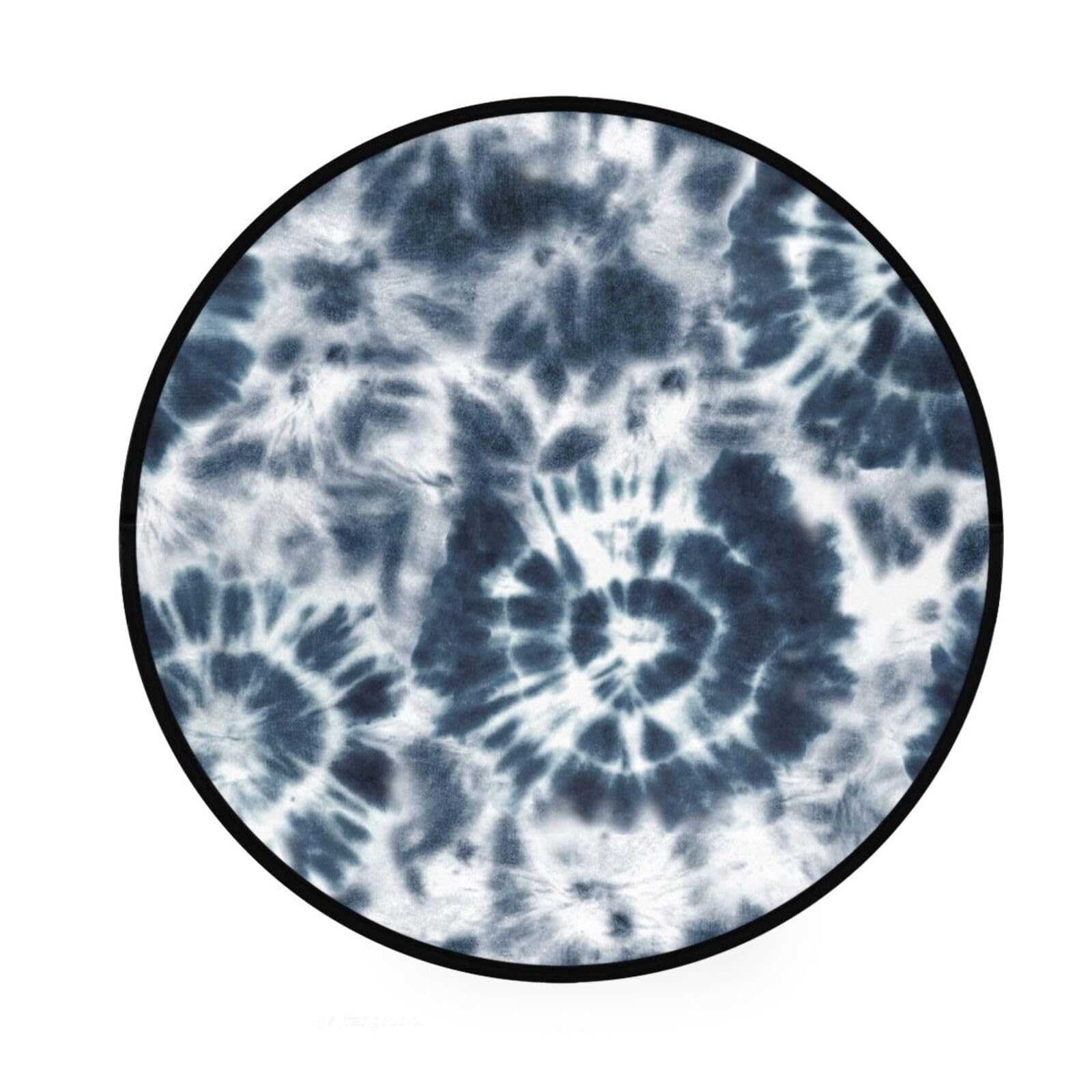 Tapis bleu mandala 0,9 m au design abstrait avec envers antidérapant