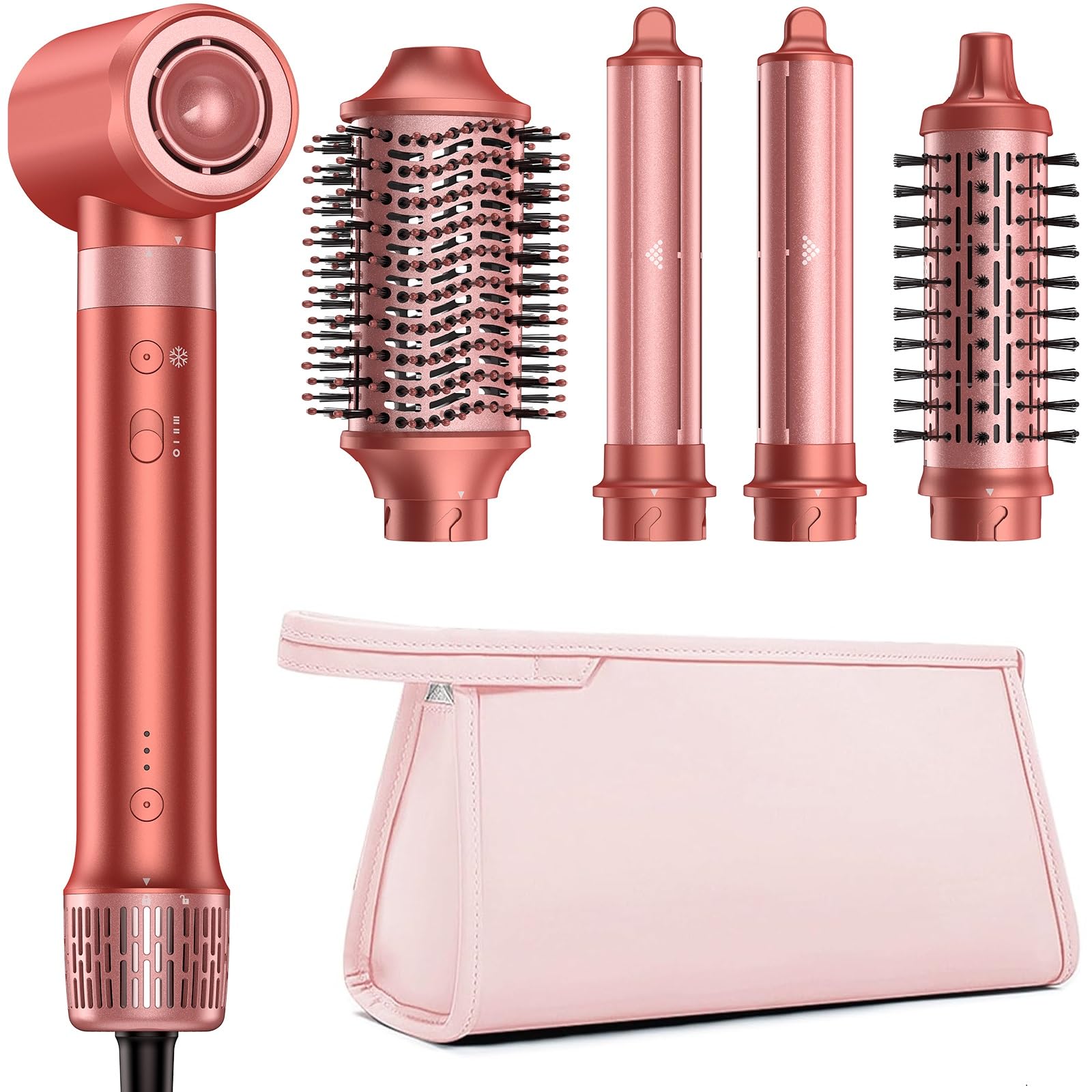 5 in 1 Hot Air Styler & Hair Styler- High-Speed Hair Dryer Brush, Fast Drying Blow Dryer Brush No Heat Damage Multi-Styler Auto Wrap Curlers for Volumizing Curl Straighten Frizz-Free with Travel Bag