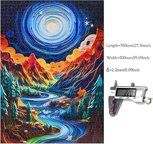 Miniatura 2 de Bgraamiens Rompecabezas de papel Quilling Montañas y ríos - 1000 piezas de papel Quilling Art Puzzle Color Challenge rompecabezas para adultos y