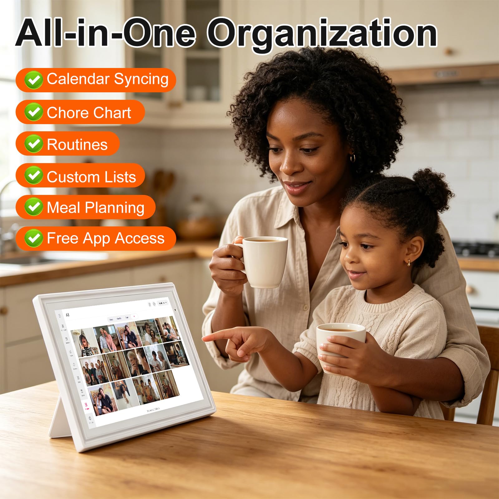 15,6 Wandplaner, digitaler Kalender und Aufgabendiagramm, 32 GB Smart-Touchscreen, interaktives Display für Familienpläne – Wandhalterung im Lieferumfang enthalten, ideal für die
