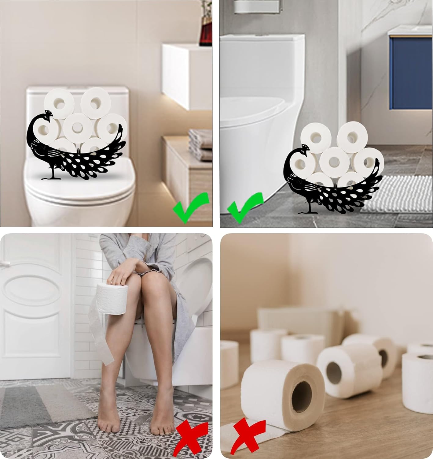 Peacock Toilet Tissue Holder,Animal Paper Holders,Decorative Metal Papers Holder,Funny Toilet Animal Storage for Bathrooms,Bathroom Paper Organizer for Extra 8 Rolls Art Decor