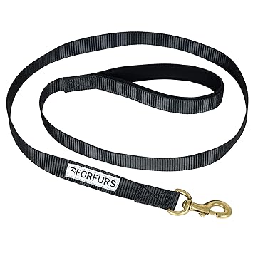 FORFURS Classic Standard Leash with Padded Handle - Small, Black