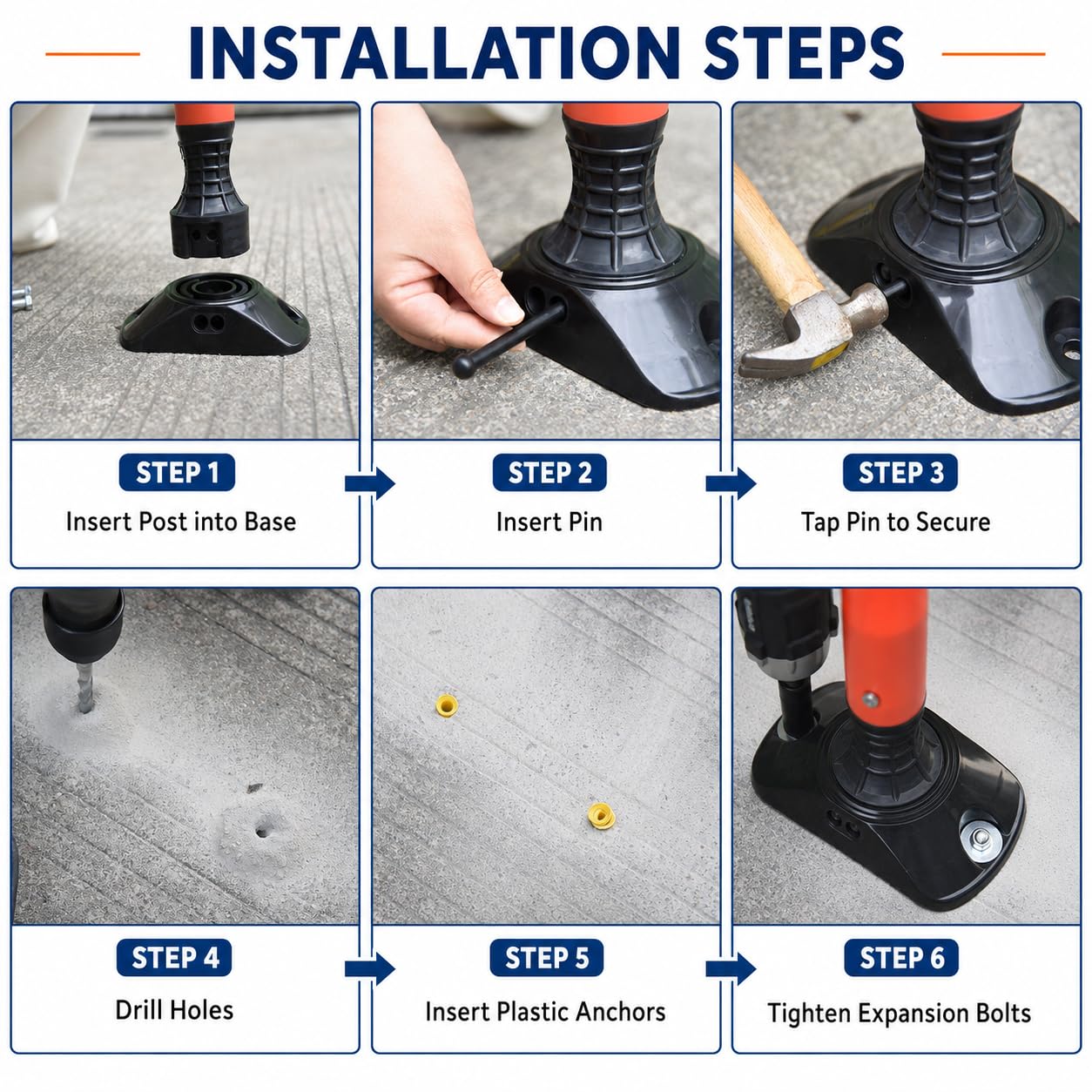 Lote de 8 postes de señalización flexibles de 91 cm – Resistente a impactos, autoenderezable y reflectante – Ideal para entradas, parkings y aceras (Amarillo)