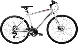 Ammaco Ridgeway 700c Wheel Mens Sports Hybrid Bike Alloy 21 Speed Disc Brake White