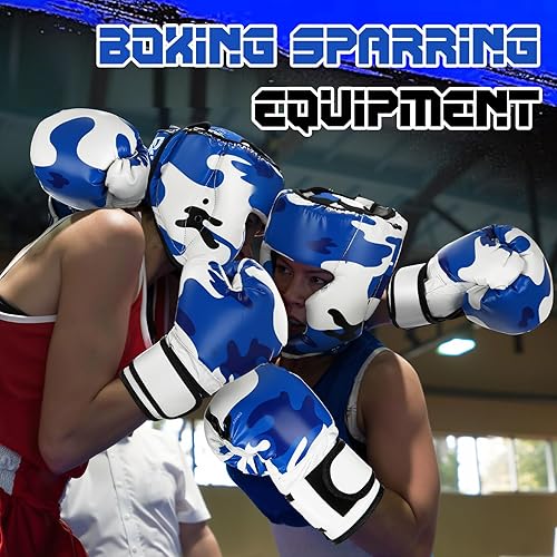 Miniatura 5 de Juego de accesorios y guantes de boxeo para niños, guantes de boxeo de 6 onzas y equipo de combate para boxeo, kickboxing, Muay Thai BJJ Karate