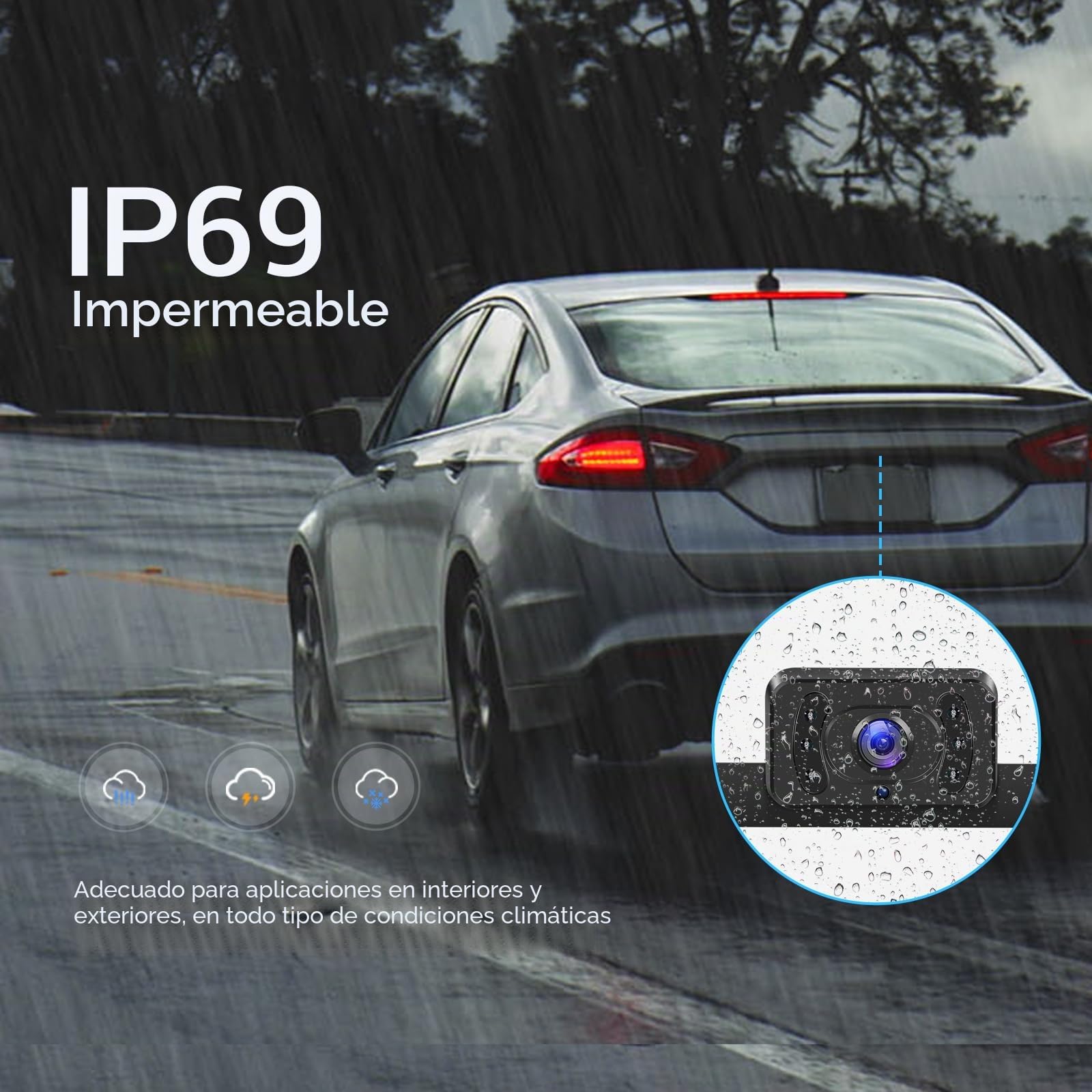 Kit de Cámara de Retroceso Inalámbrica con Monitor LCD de 5 Pulgadas AHD, Visión Nocturna Superior, Impermeable IP69, 12V para Coche, Camión, Furgoneta y Remolque
