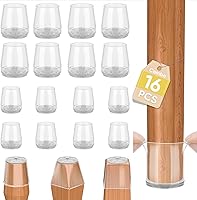 Vista 24 de BALEINE Paquete de 16 protectores de silicona para patas de silla, tapas protectoras de patas de taburete, tapas antideslizantes para patas de silla