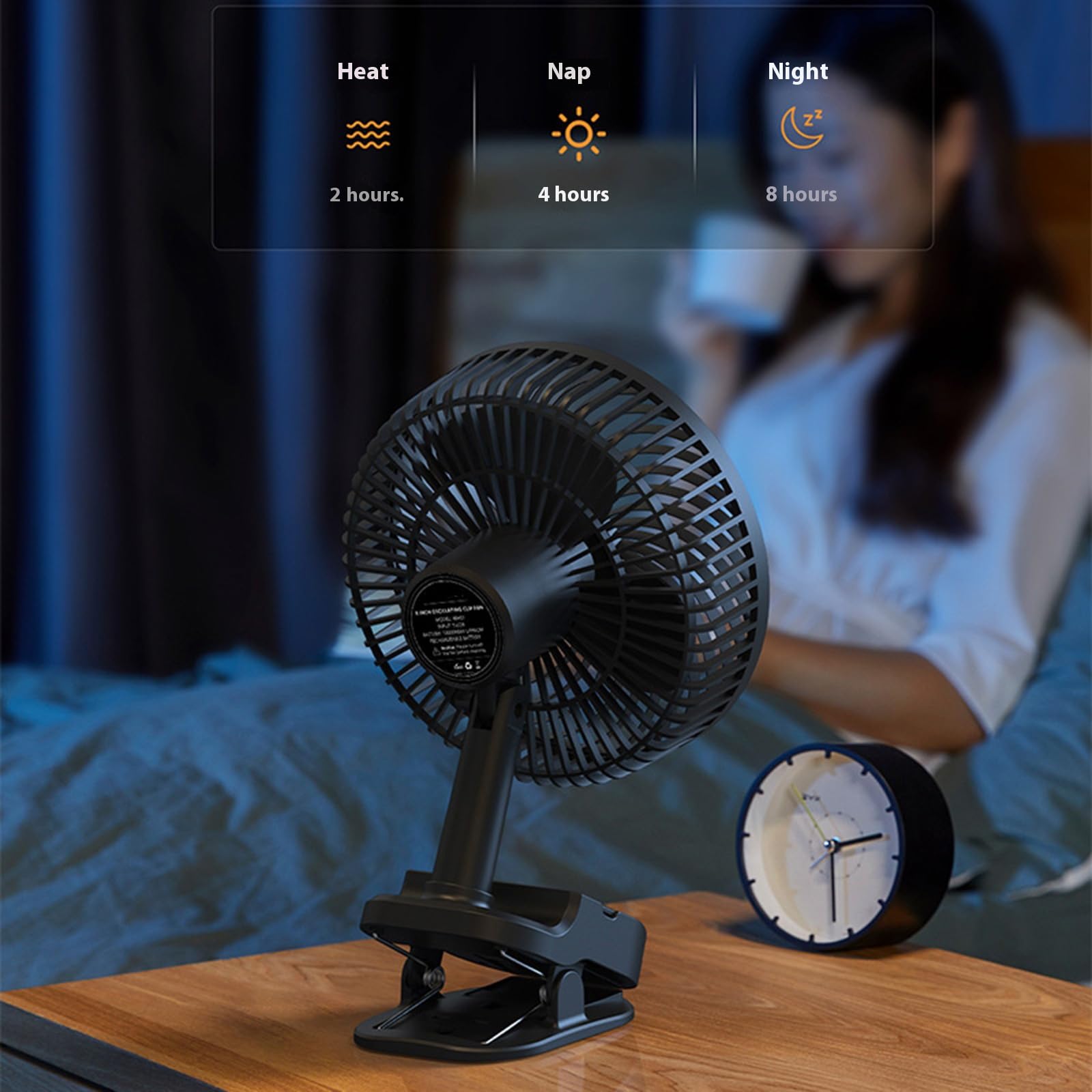 Ventilador de escritorio con clip para exteriores, ventilador de escritorio, refrigeración por aire, ajuste de 5 velocidades, perfecto para dormitorio o mesa silenciosa al aire libre