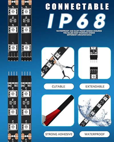 Miniatura 2 de Tira de luces LED conectables de 12 V, tira de luz LED blanca de 12 pulgadas, tiras de luz LED para automóviles, motocicletas, carrito de golf,