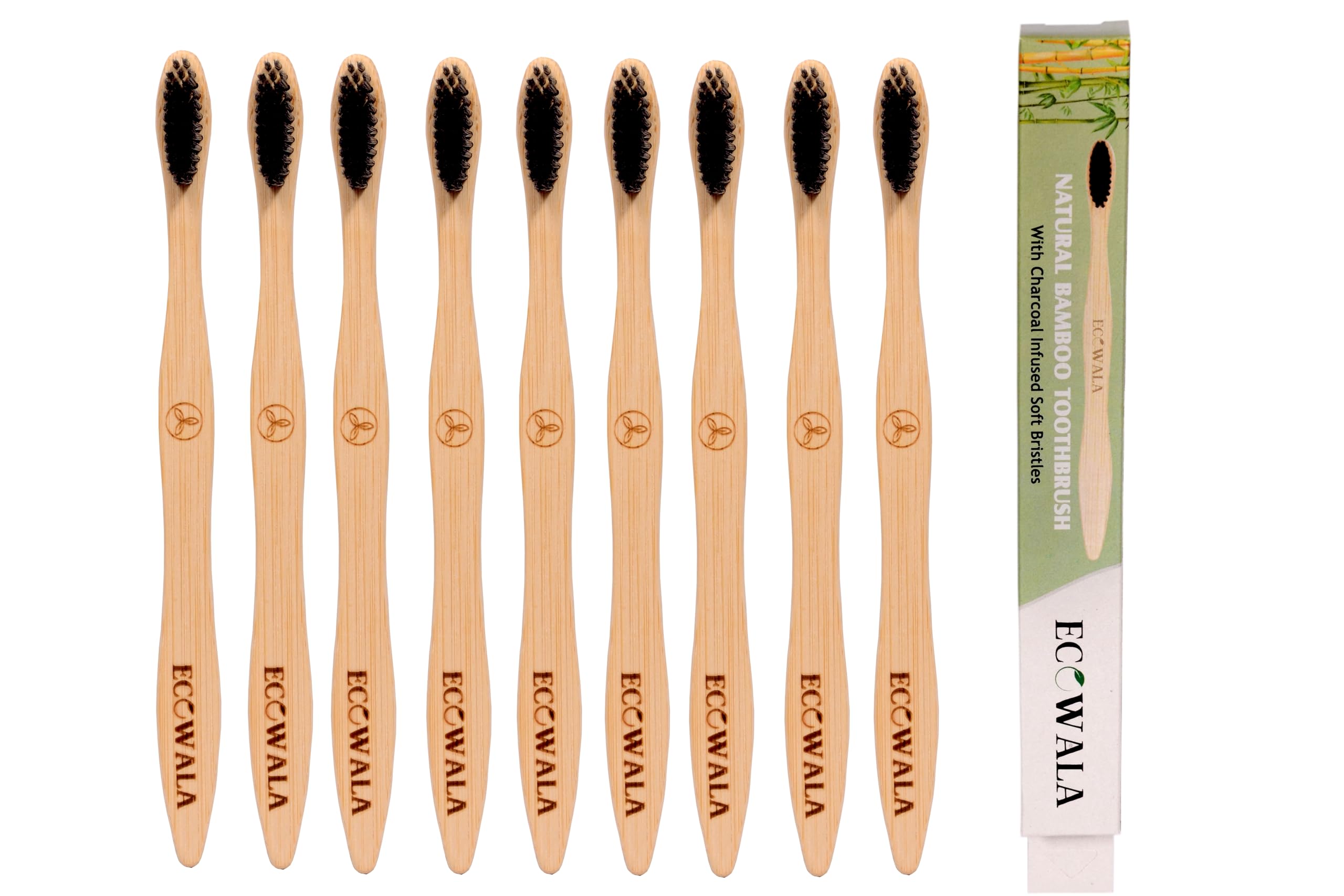 Ecowala Bamboo Toothbrush With Charcoal Activated Soft Bristles - Pack Of 9 | Treated With Neem Oil | For Fungus Protection | Bpa Free, Biodegradable And Compostable Handle | Eco-friendly | (B0DDYD4FQ9) Amazon Price History, Amazon Price Tracker