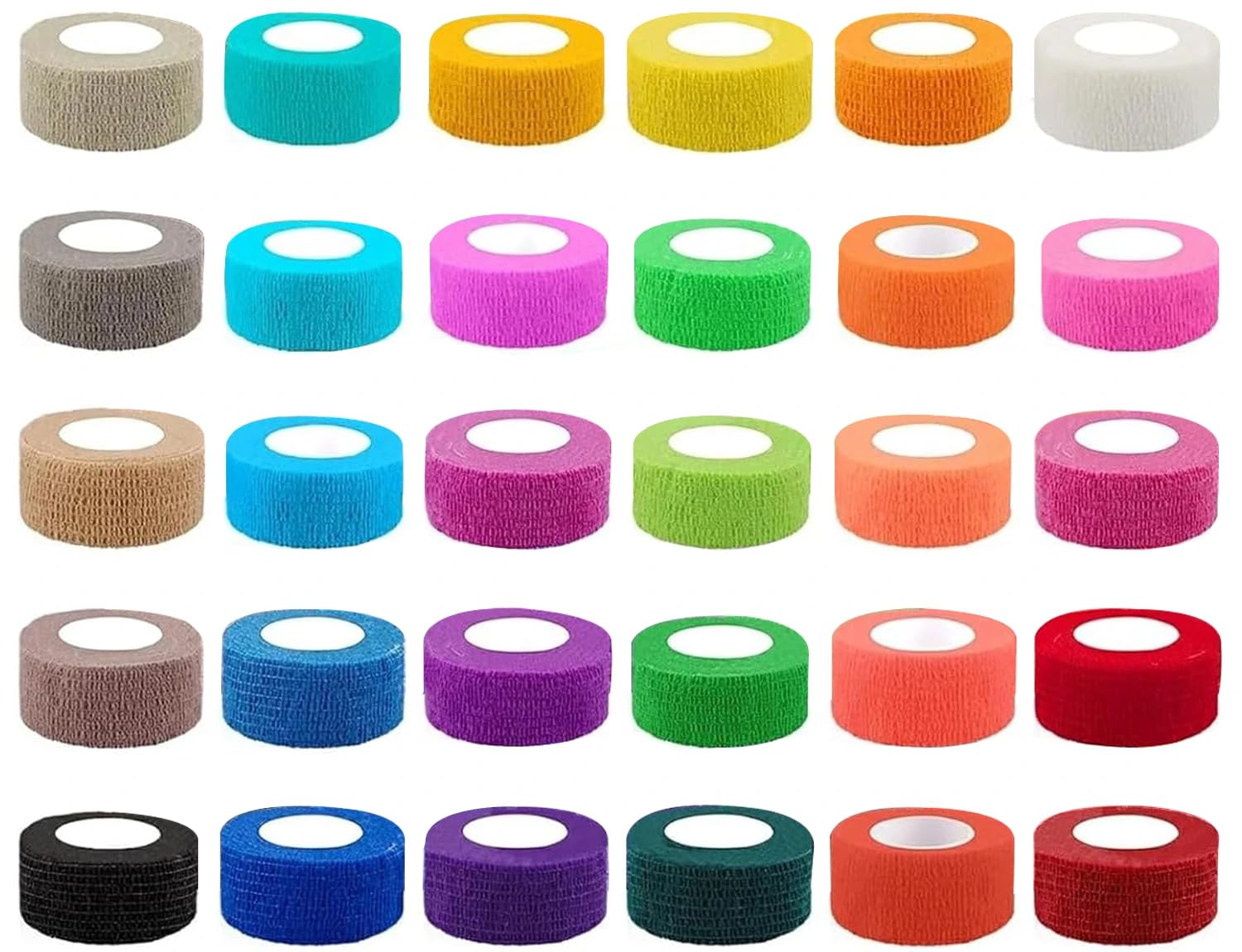 30 Roll Self Adhesive Bandage Wrap, 1 Inch x 5 Yard Breathable Self Adherent Wrap (Multicolor,1INCH)
