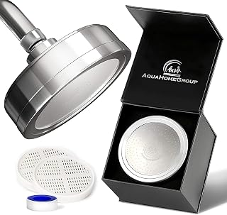 AquaHomeGroup Luxury Filtered Shower Head with Vitamin C+E Cartridges - Reduces Chlorine, Sediments, High Pressure SPA Massage