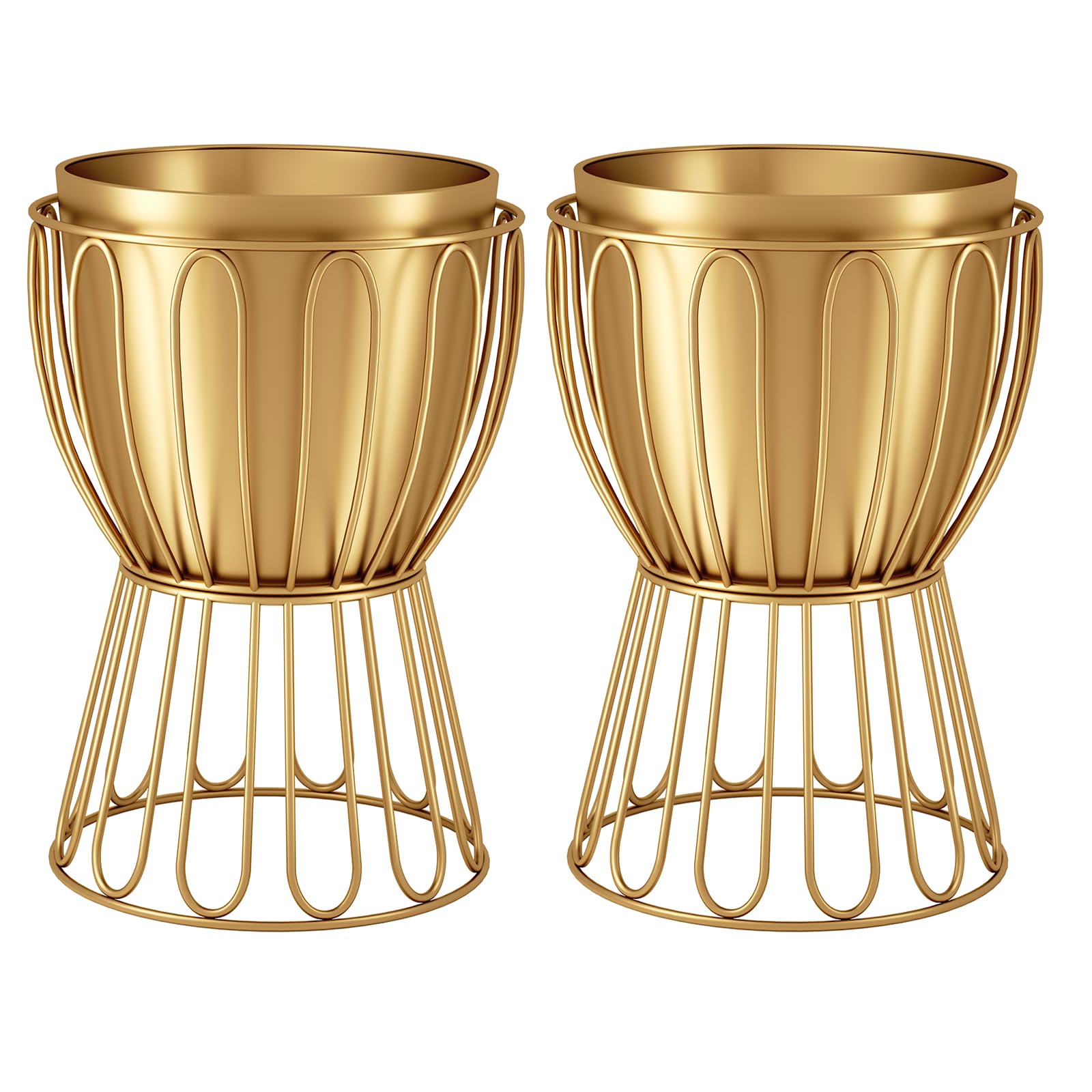 MSTFLOR Metal Plant Stand with Pot 12" - Decorative Metal Plant Holder Stand Indoor, Gold Plant Stand Modern Flower Potted Rack for Corner Display, Living Room, Office, Modern Home Decor - Gold