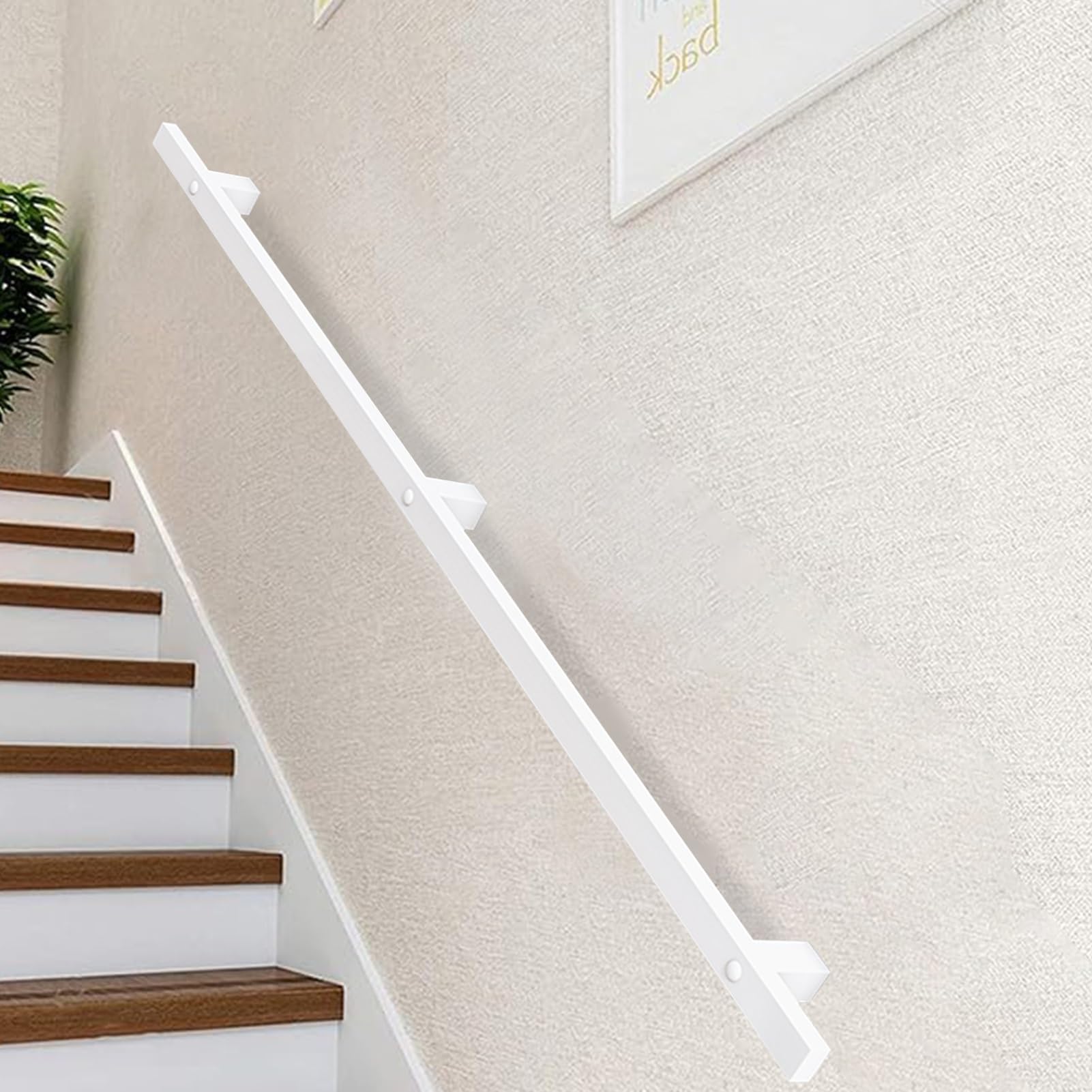 Pasamanos para escaleras, pasamanos de pared blanco, barra de agarre de hierro forjado para interiores y exteriores, barandilla de escalera de tubería industrial para pasillos interiores, villas, loft