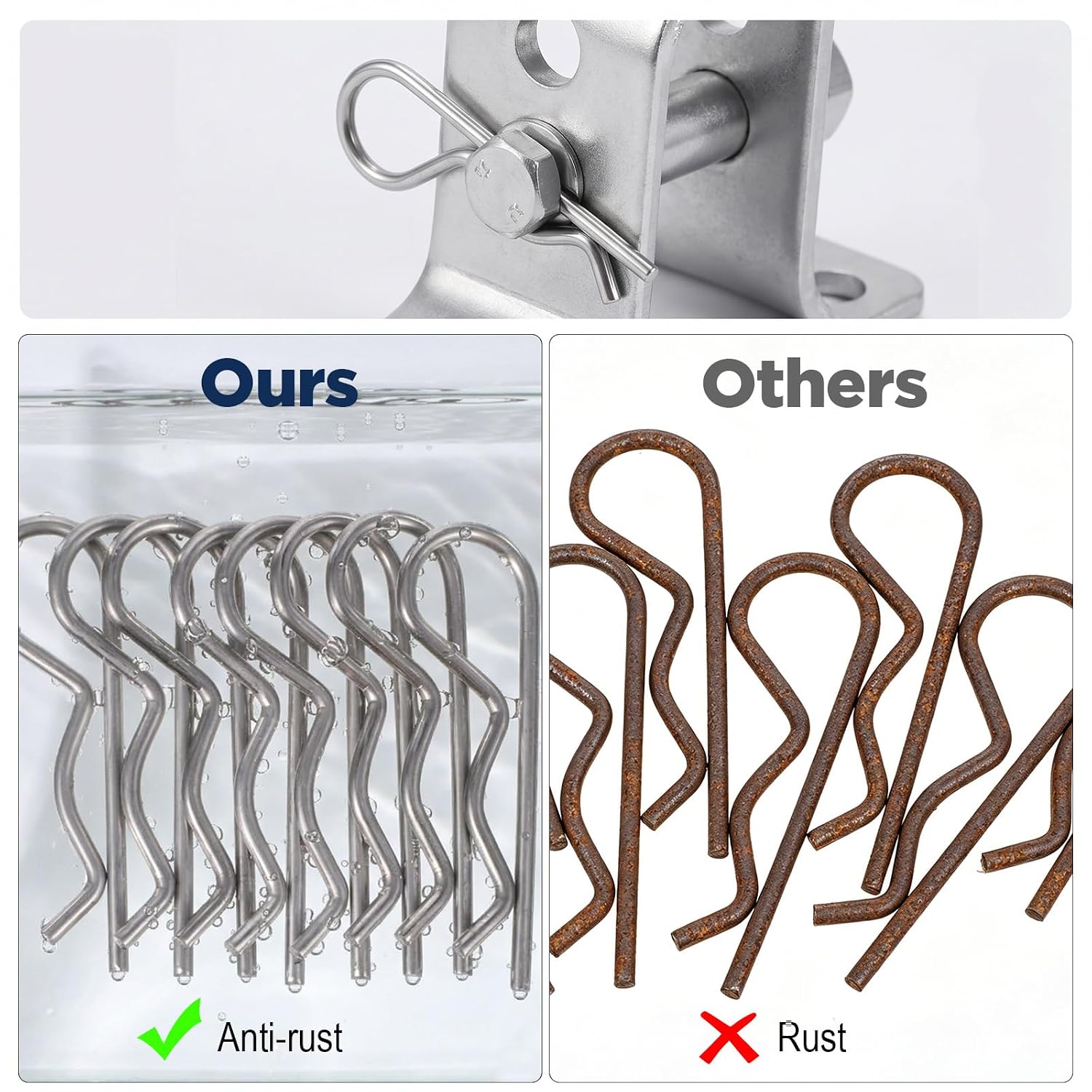 8Pcs Hardware Pins, Cotter Pins, R Clips, Cotter Pin Clips