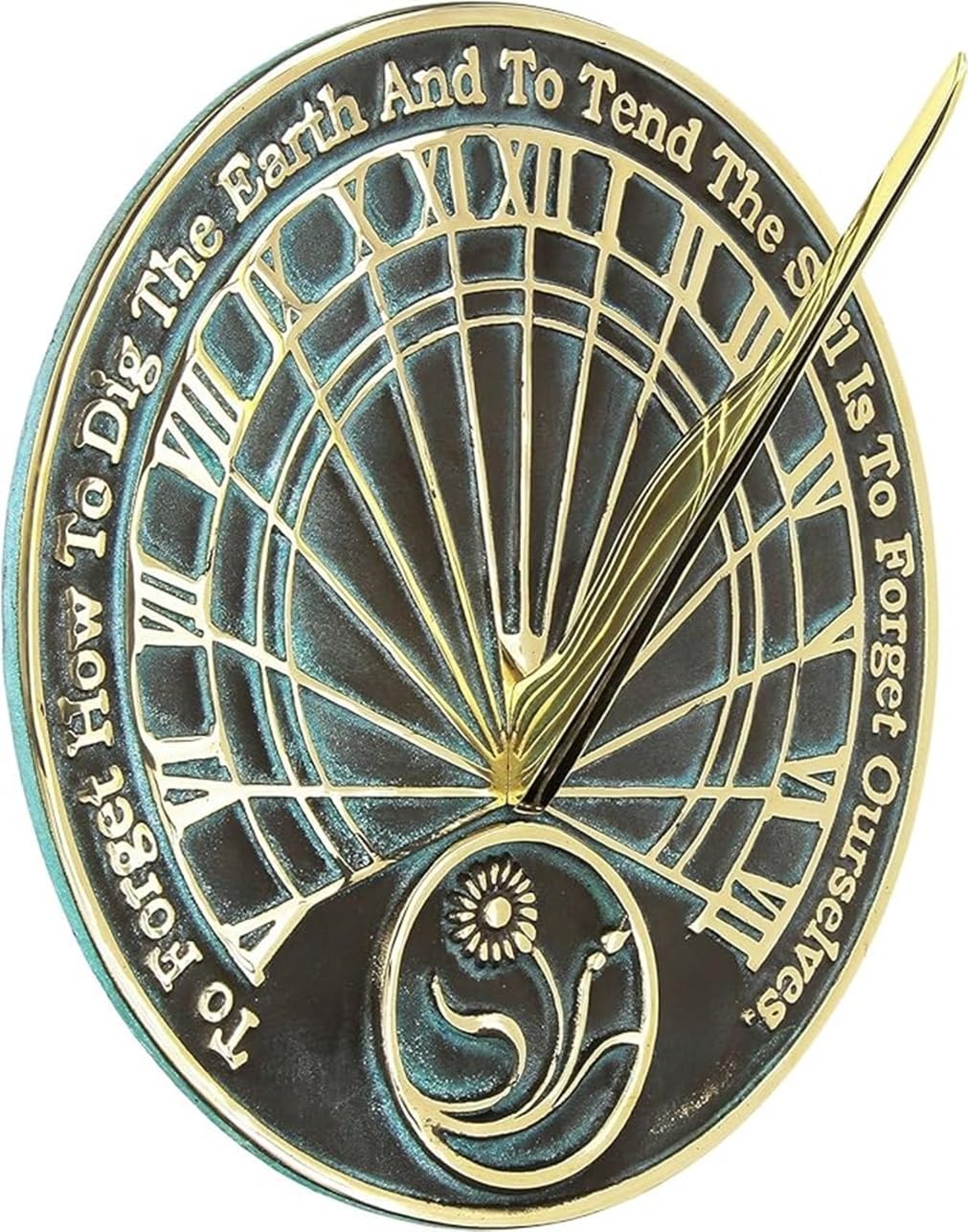 Gardeners Reflection - Reloj de sol de latón macizo con soporte