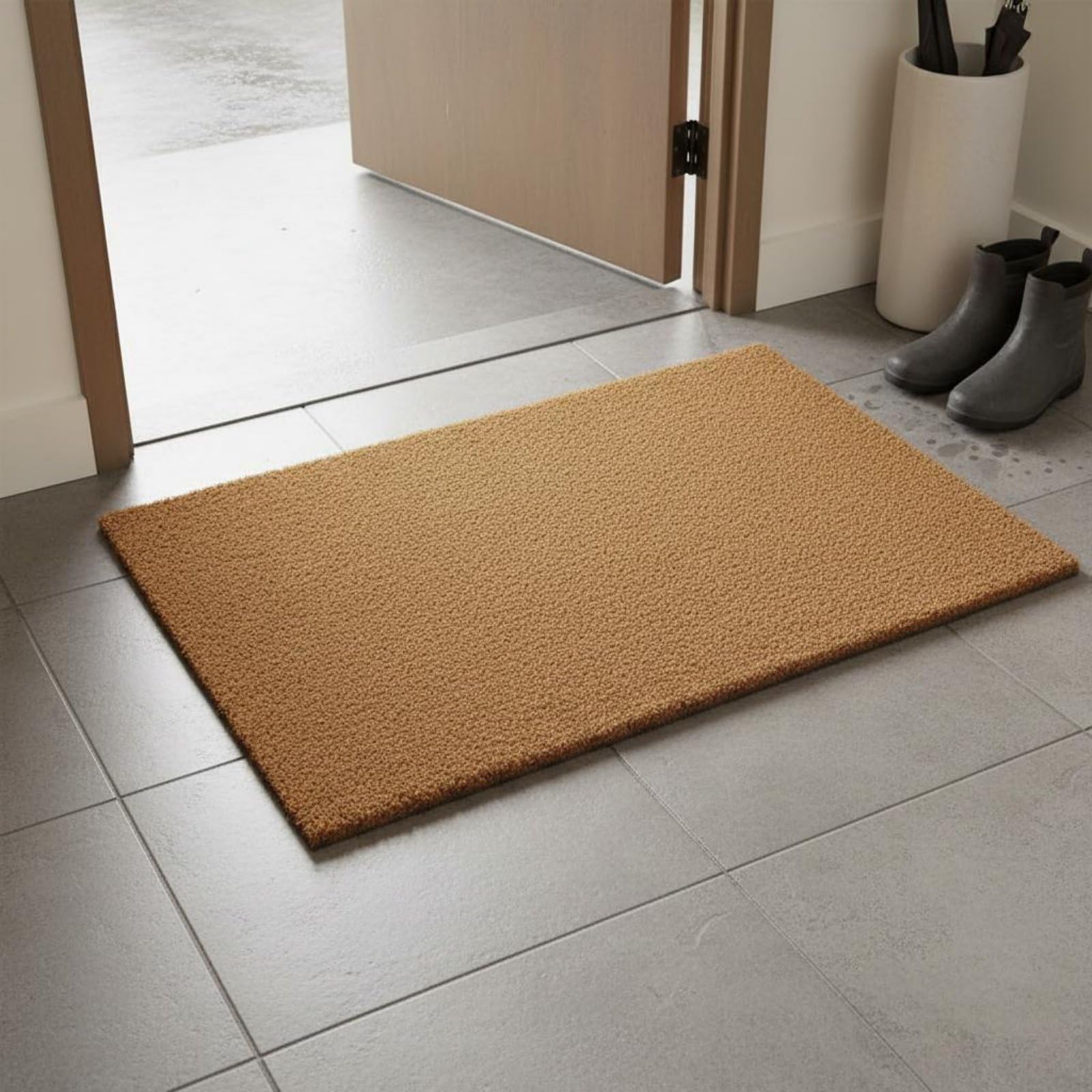 Milageto Paillasson en Fibre de Paillasson Tapis d'Entrée Tapis de Porte Tapis Antidérapant en Fibres Résistantes Gratte Semelles pour Garder Les Sols Propres, Ombre de Feuille sereine, 40 * 60cm