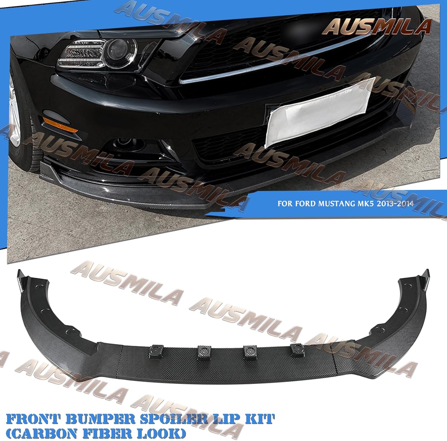 Front Bumper Spoiler Lip Splitter for Ford Mustang MK5 2013-2014