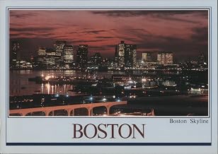 Boston Skyline Evening View from Logan Airport Massachusetts Original Vintage Postcard
