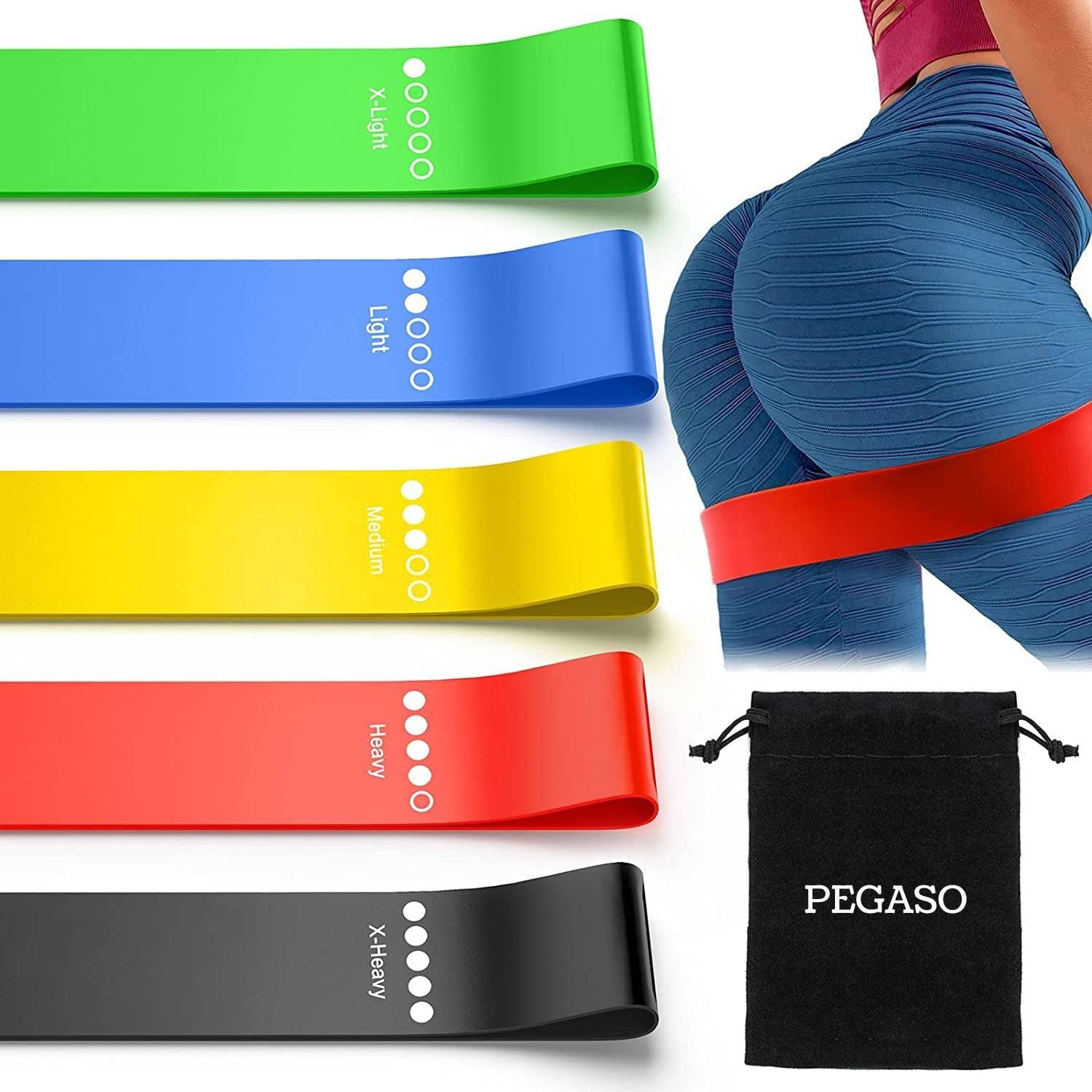 Pegaso Exercise Resistance Bands Set, Workout Bands, 5 Tube Fitness Bands with Door Anchor, Handles, Portable Bag, Legs Ankle Straps for Muscle Training, Physical Therapy, Home Workout,(Latex Band)