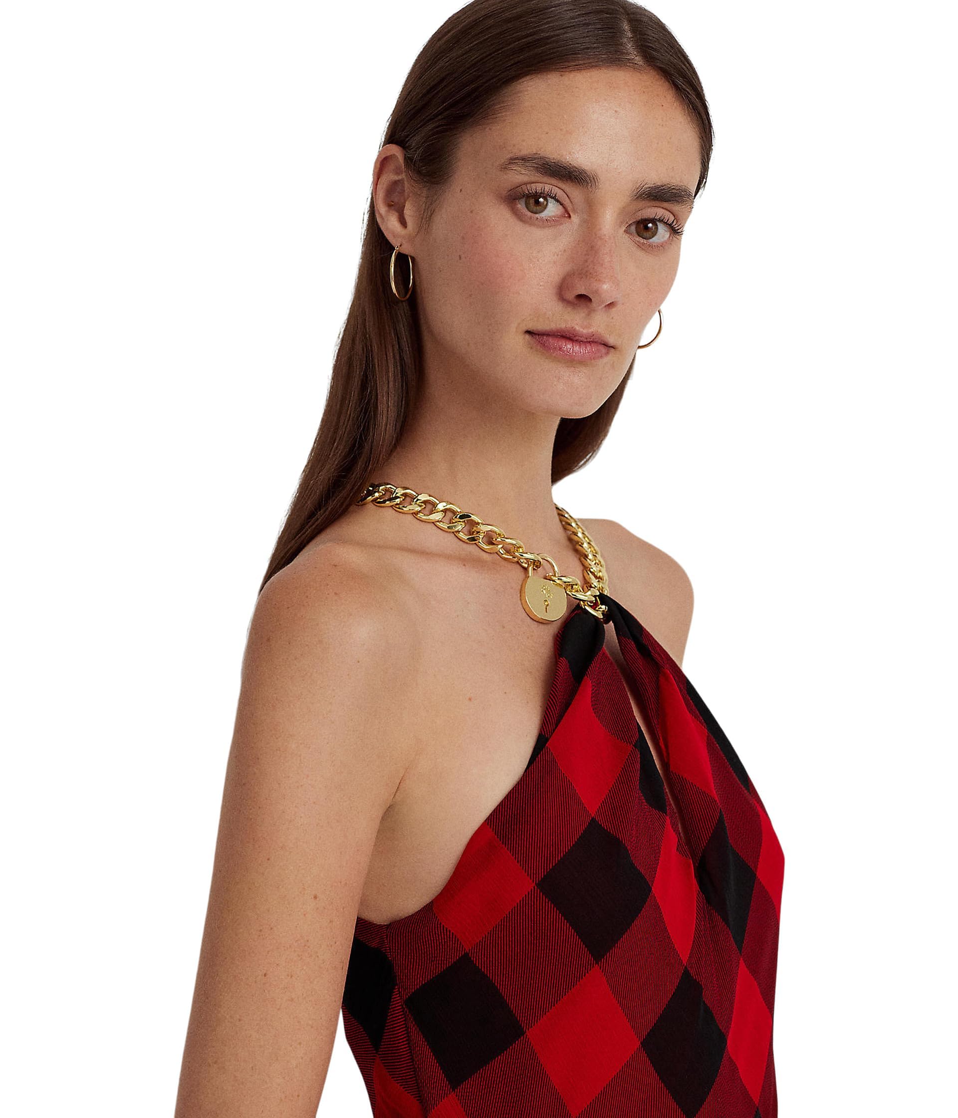 ralph lauren plaid halter dress Lauren Ralph Lauren Women's Plaid Tiered Long Dress