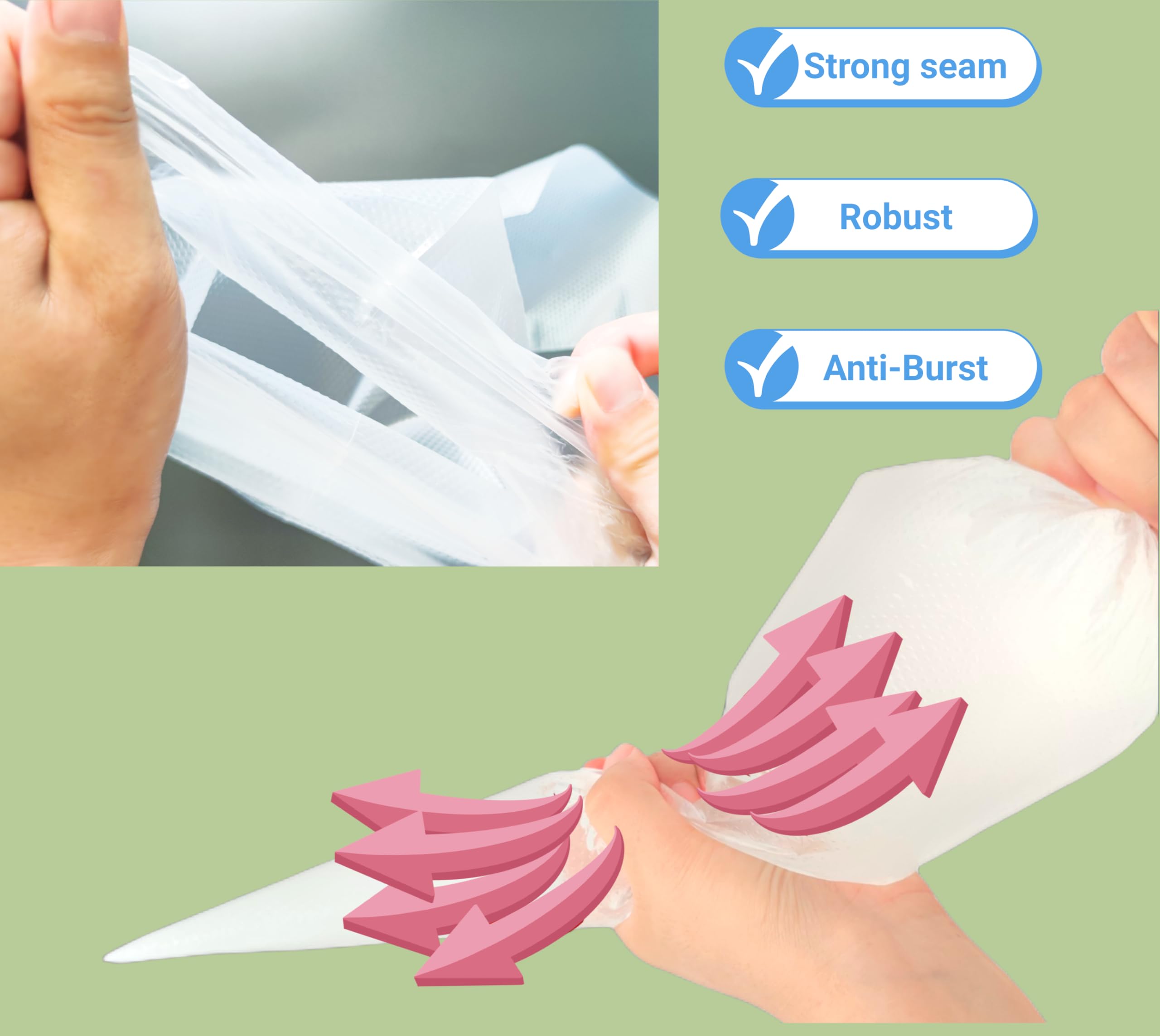 HOMYTOP XXL 23 Inch Extra Large Piping Bags 100 Pack - Disposable Pastry Bags - Thick Anti-Burst Pastry Icing Frosting Piping Bags For Decorating Cupcakes Cakes Cookies (Extra Large 23 Inch-100 Pack)