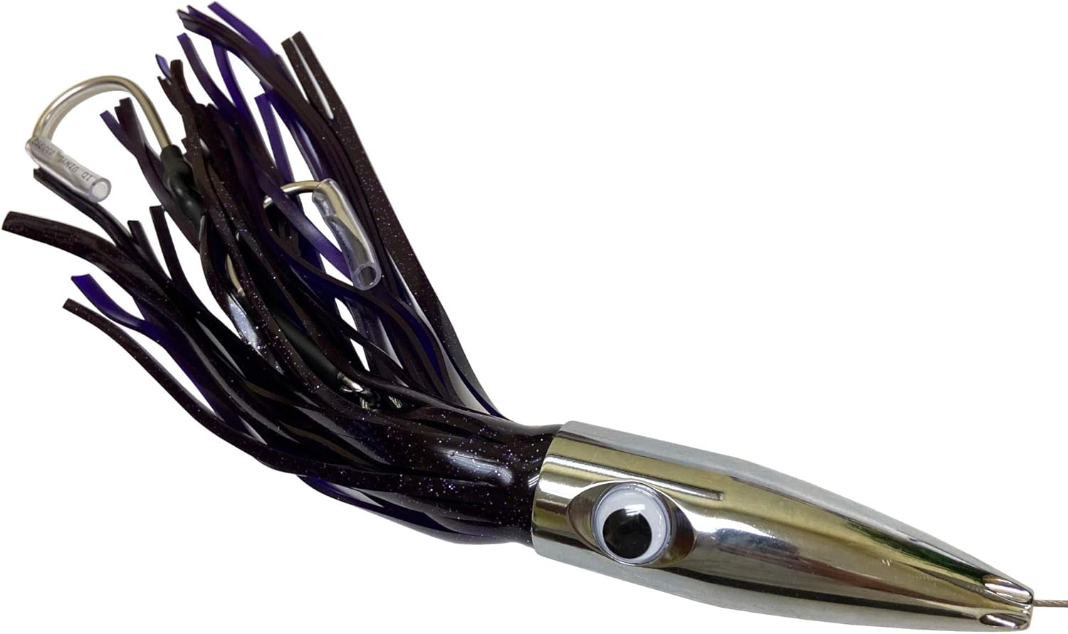 EatMyTackle Jetted Bullet Head Fishing Lure | High Speed Trolling Lure (Purple, Cable Rigged)