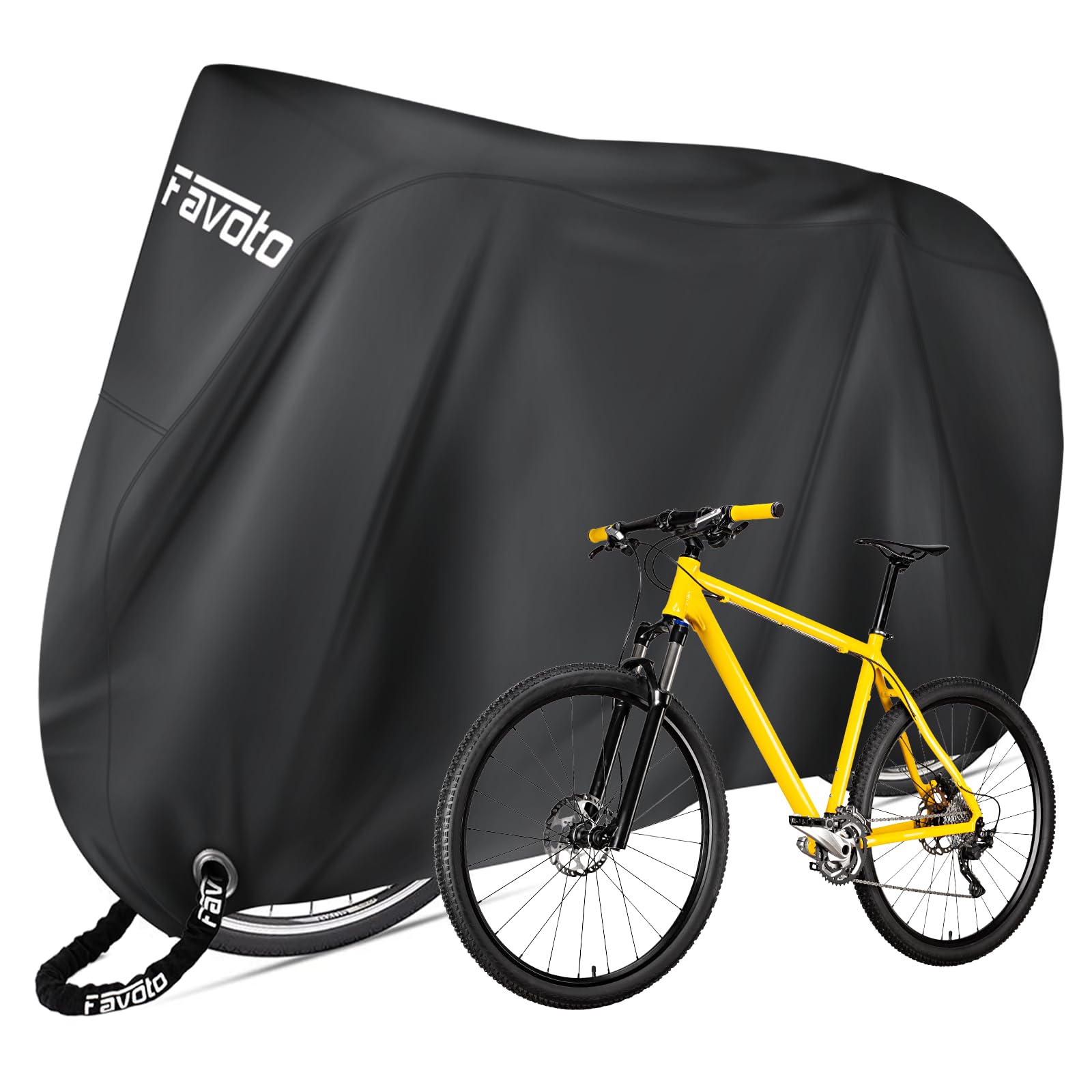 Favoto Bike Cover for 1 or 2 Bikes Waterproof 210T Bicycle Cover Outside Storage UV Protection Windproof Dustproof with Lock Hole for Mountain Bike Road Bike 78.7 x 27.5 x 44 inch