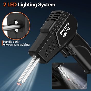 Preciva Plastic Welding Machine Kit - 50W Car Bumper Repair Welder with 600pcs Hot Staples for Kayak/Canoe/Plastic Crack, 3s Instant Heating, Brass Heating Core with Double Led Light