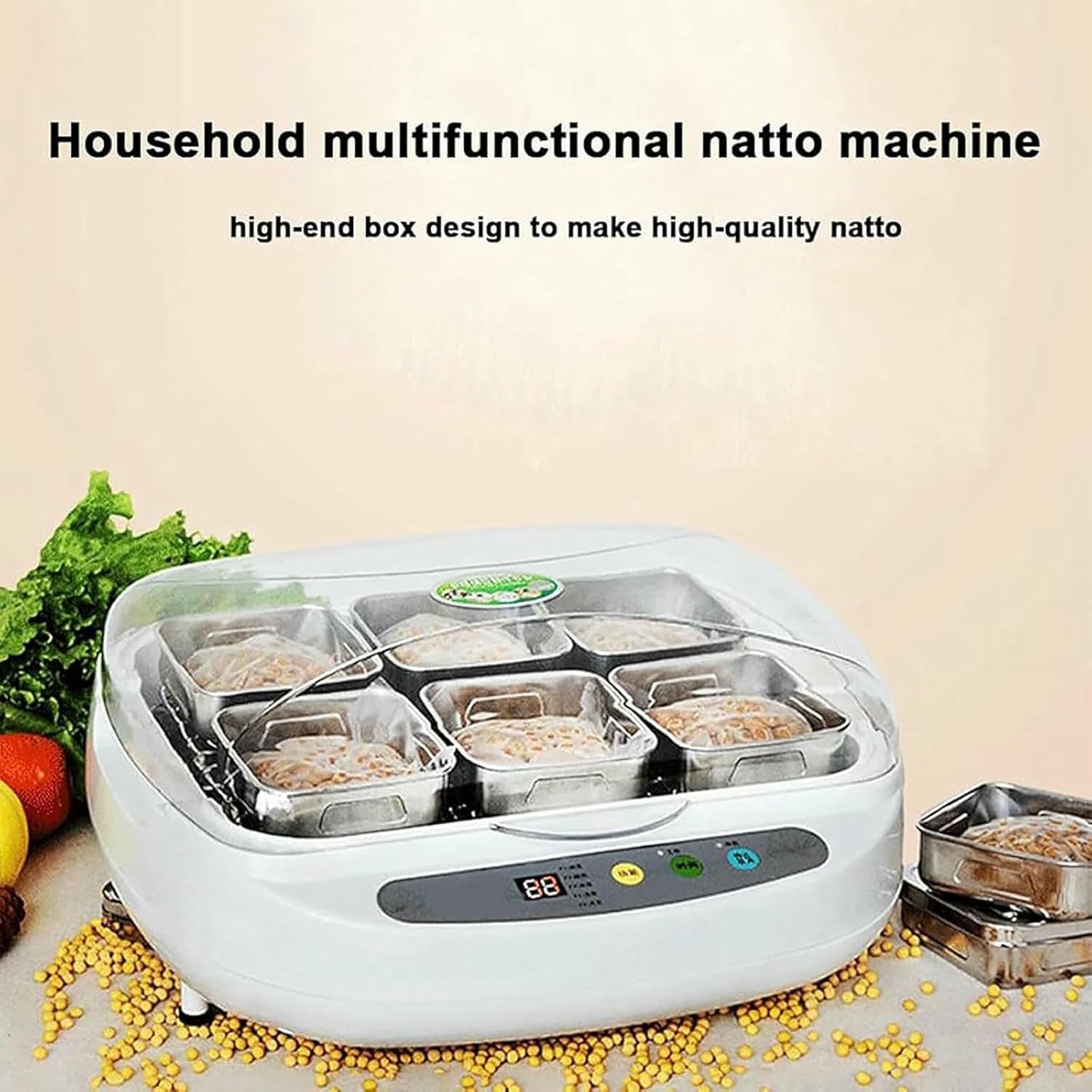 Yogurt Machine with Smart Control Panel and 6 Stainless Steel Containers, Yogurt Machine with Intelligent Control Panel for Home Bar, Dessert Store