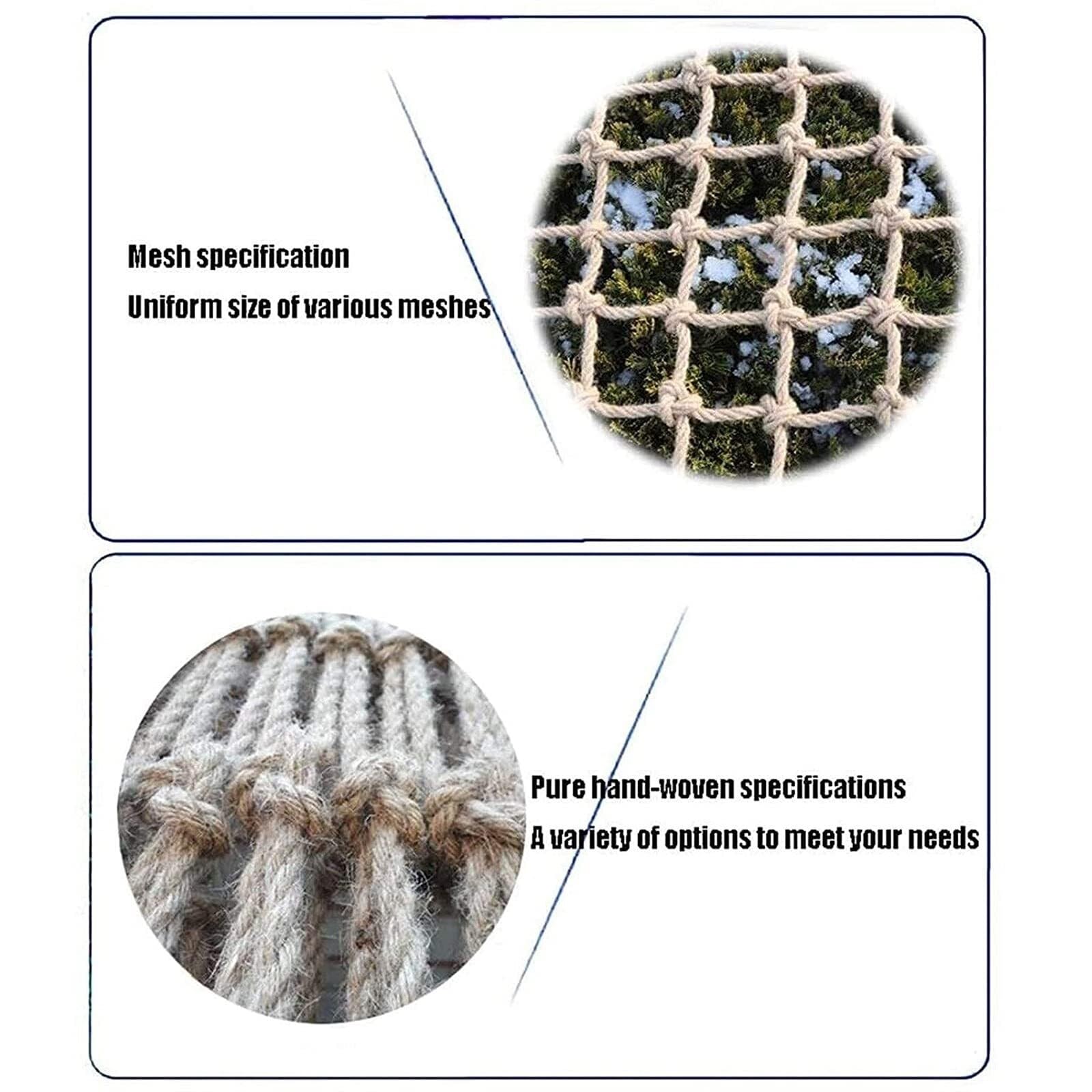 Safety Net Protective Netz Kletternetz Kinder Outdoor Mehrzwecknetz 1x1m - 6x10m Mehrere Größen Hanfseilnetz Treppen Schutznetz Langhaltend Stabil Balkon Zaunnetz Cargo Netz(2x8m)