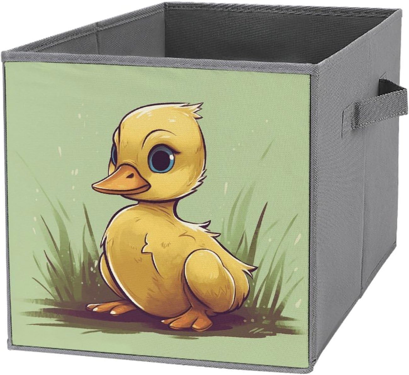 Storage Cube Bins Collapsible Waterproof Cube Storage Bin Storage Basket with Handles Little Duck with Blue Eyes Toy Storage Box for Home Closets Offices Bedrooms 1PCS