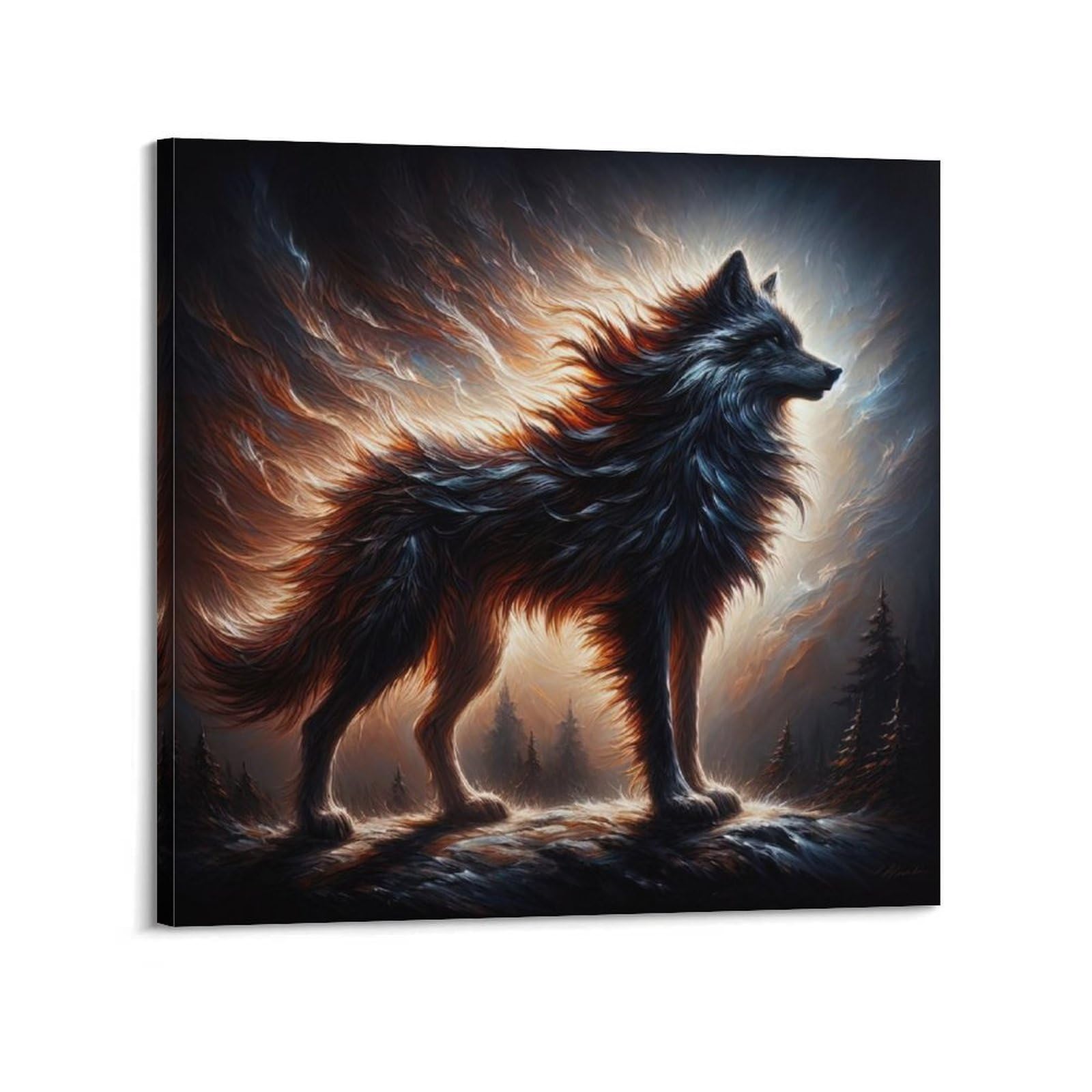 WPHSFX Animal Poster Watching The Wolves from Afar Poster Decorative Painting Canvas Wall Posters And Art Picture Print Modern Family Bedroom Decor Posters 16x16inch(40x40cm)