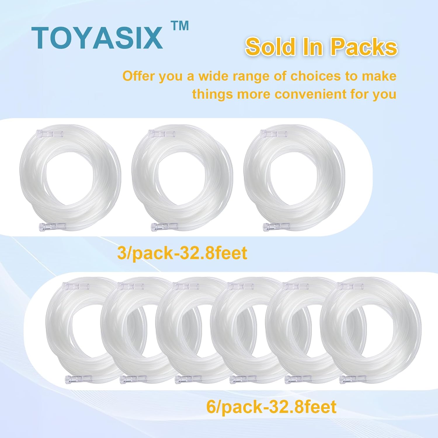 Oxygen Supply Tubing - Premium Crush-Resistant with Curved Prongs, High Flow Oxygen Tubing for Oxygen Concentrator Machine, Nebulizer Tubing & Oxygen Therapy - 32.88 FEET 6 Pack