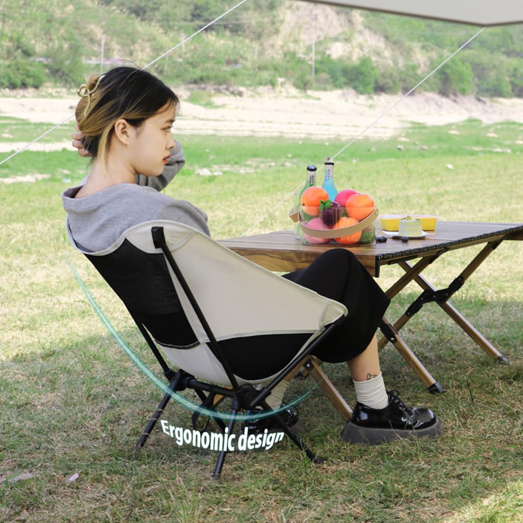 PROBEROS Portable Chair Folding Camping Chair Outdoor Chair With Carry Bag 600D Oxford Cloth Camping Chair Max 300 Lbs Weight Capacity Breathable Folding Chair For Camping Fishing, White - Image 8 thumbnail