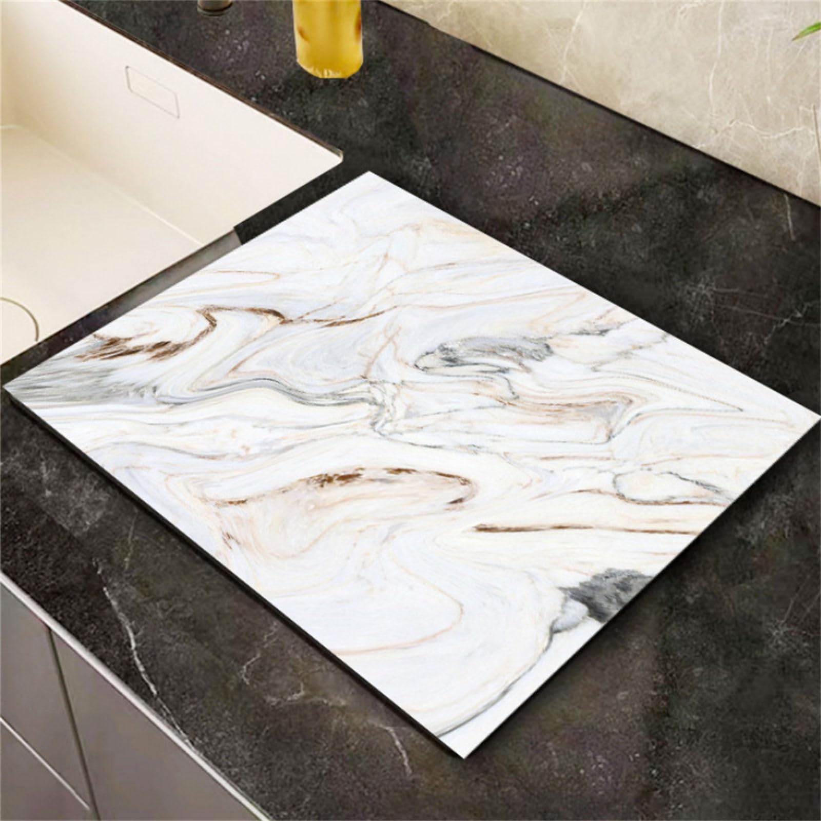 Alfombrillas Para Secar Platos, Elegante En Mal Estado, Rosa Y Blanco Floral Sobre Azul, Absorbente, Escurridor De Platos, Alfombrilla Para Fregadero, 41X46 CM