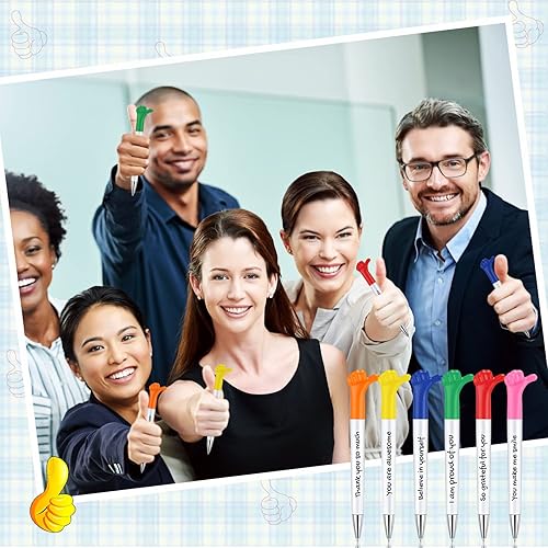 Miniatura 6 de 24 piezas de citas inspiradoras bolígrafos con pulgares hacia arriba mensajes motivacionales bolígrafos divertidos para gestos bolígrafos