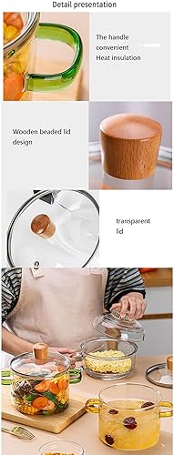 Miniatura 8 de Cacerola de vidrio, olla de cocción de vidrio resistente al calor, olla y sartén de vidrio con tapa, juego de utensilios de cocina de vidrio seguro