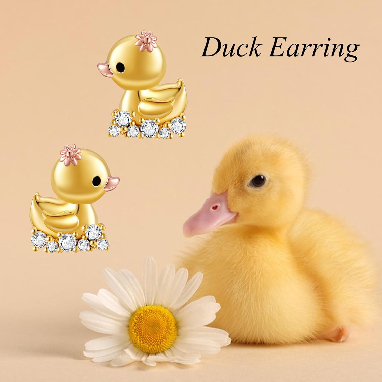 Sterling Silver Duck Earrings - Cute Yellow Duck Jewelry for Women - Image 6