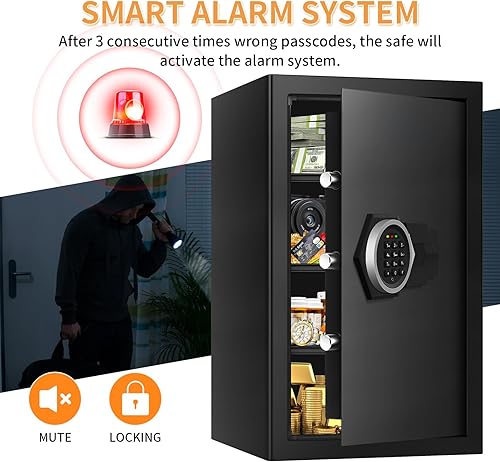 Miniatura 7 de Caja fuerte extra grande de 5.4 pies cúbicos para el hogar, impermeable, antirrobo, a prueba de fuego, segura para el hogar con cerradura de