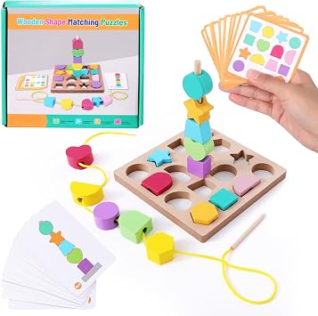 Dementia Activities for Seniors, Color & Shape Cognitive Matching - Hand-Eye Coordination Exercise, Wooden Alzheimers Products for Elderly