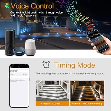 WiFi Led Decking Lights RGB Waterproof IP67 Multicolor Ø45MM 12V WiFi Function LED Deck Lights with Remote Control for Terrace/Path/Garden-10 Pack [Energy Class E]